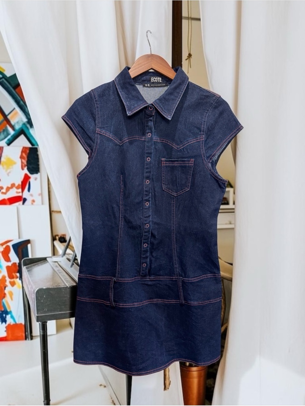 ECOTE Dark Blue Denim Mini Dress
